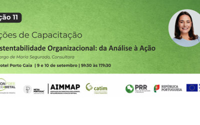 11ª Ação de Capacitação sobre o tema “Sustentabilidade Organizacional: da Análise à Ação”, Porto, 9 e 10 de setembro, 9h30